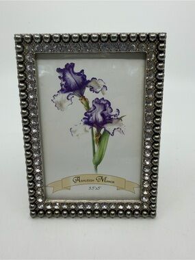 Silver Beaded Rhinestone Picture Frame - Silver